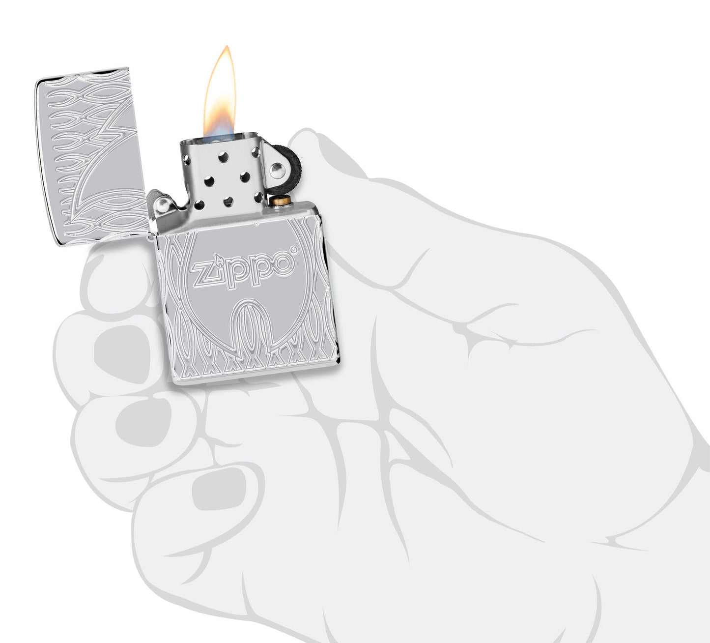 Zippo Flame Design Armor High Polish Chrome Windproof Lighter