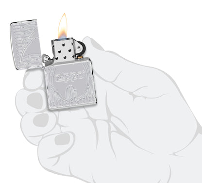Zippo Flame Design Armor High Polish Chrome Windproof Lighter