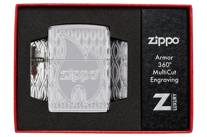 Zippo Flame Design Armor High Polish Chrome Windproof Lighter
