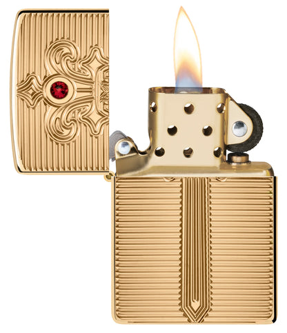 Zippo Royal Saber Design Armor® High Polish Brass Windproof Lighter