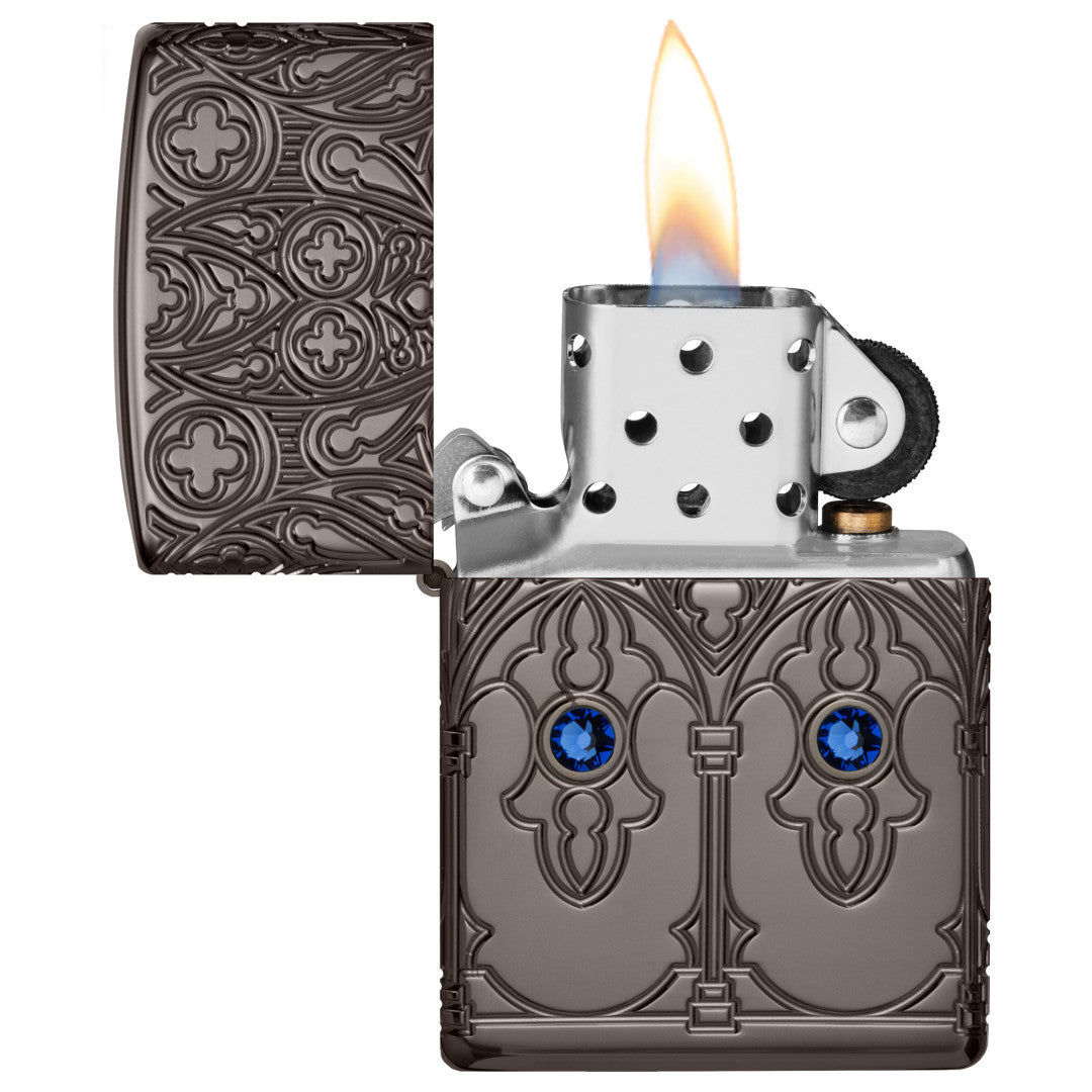 Zippo Gothic Window Design Armor® Black Ice® Windproof Lighter