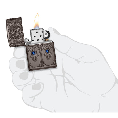 Zippo Gothic Window Design Armor® Black Ice® Windproof Lighter