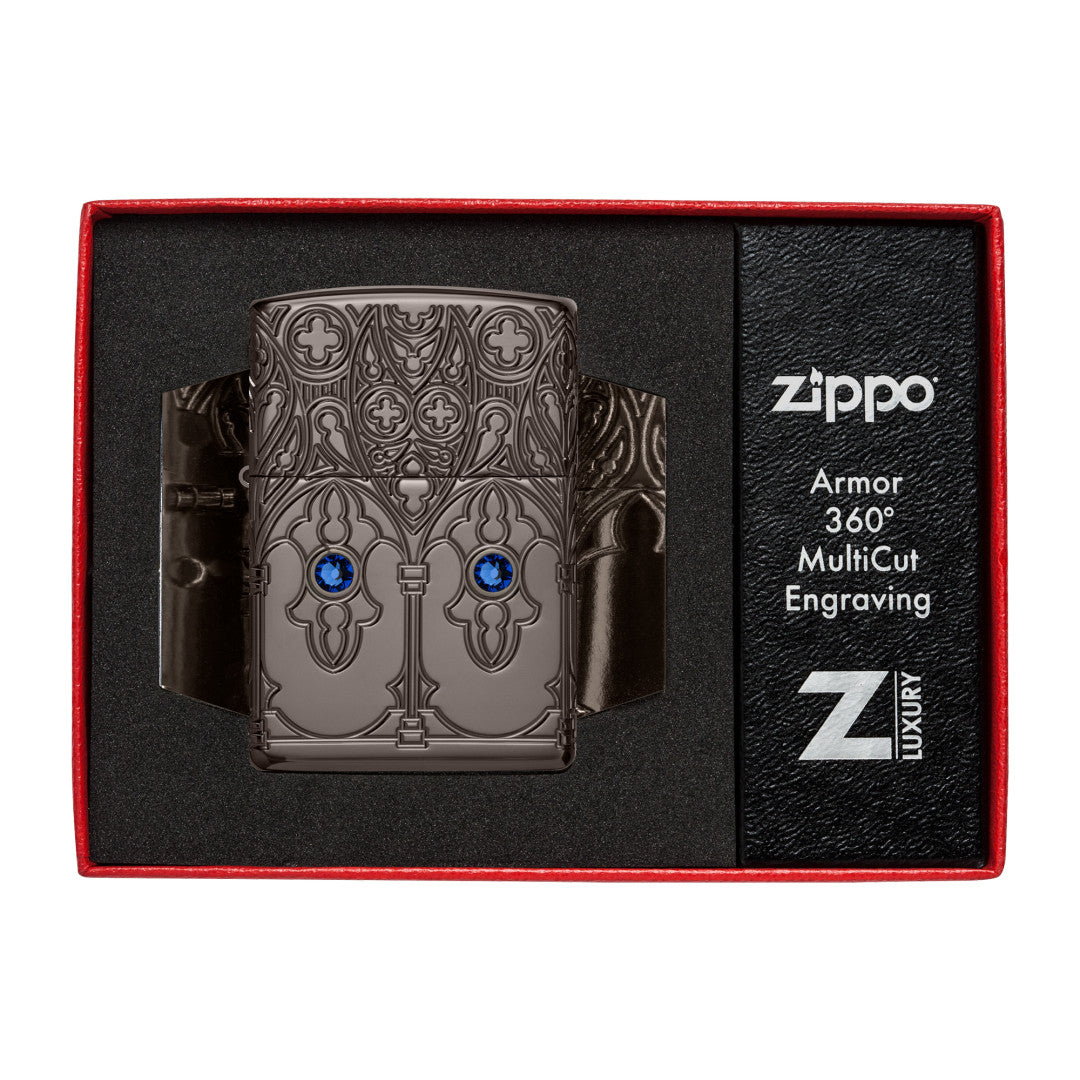 Zippo Gothic Window Design Armor® Black Ice® Windproof Lighter