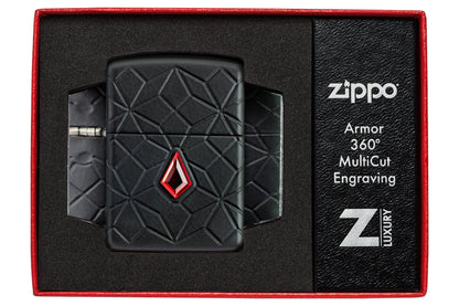 Zippo Crystal Design Armor® Black Matte Windproof Lighter