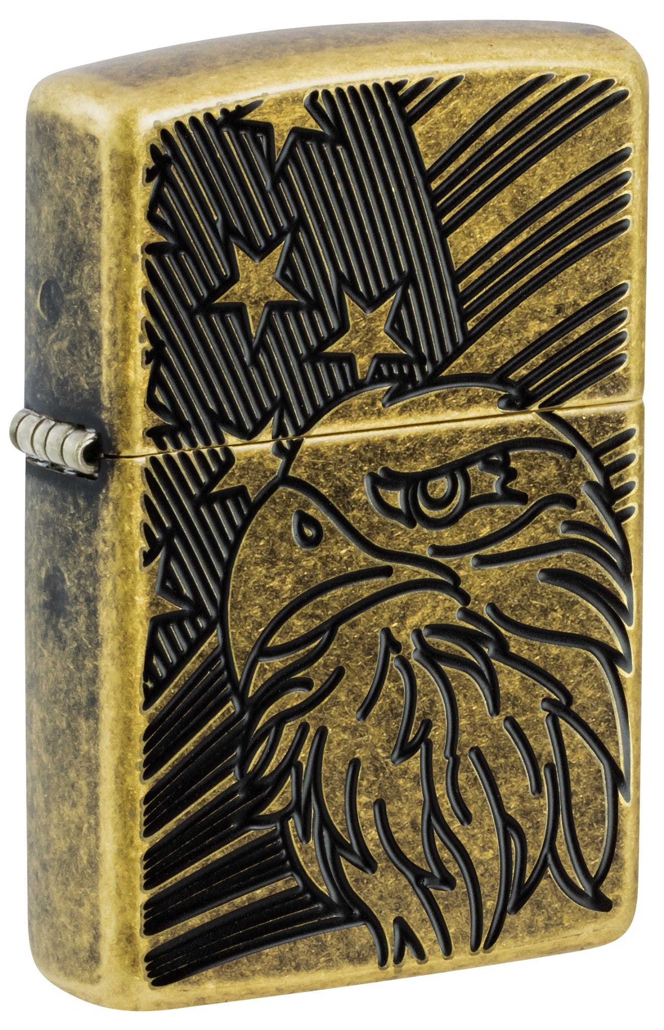 Zippo Eagle and Flag Design Armor® Antique Brass Windproof Lighter