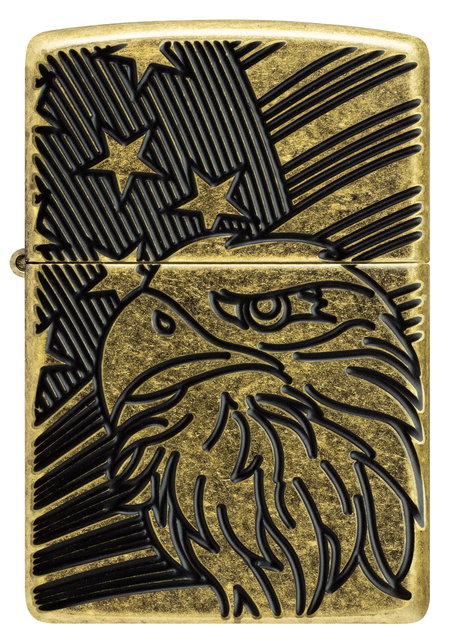 Zippo Eagle and Flag Design Armor® Antique Brass Windproof Lighter
