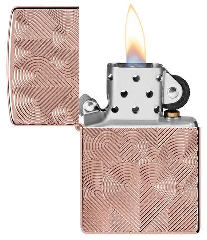 Zippo Hearts Armor High Polish Rose Gold Windproof Lighter