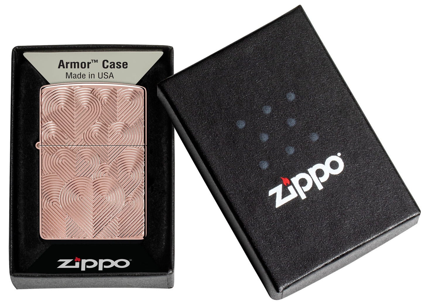 Zippo Hearts Armor High Polish Rose Gold Windproof Lighter