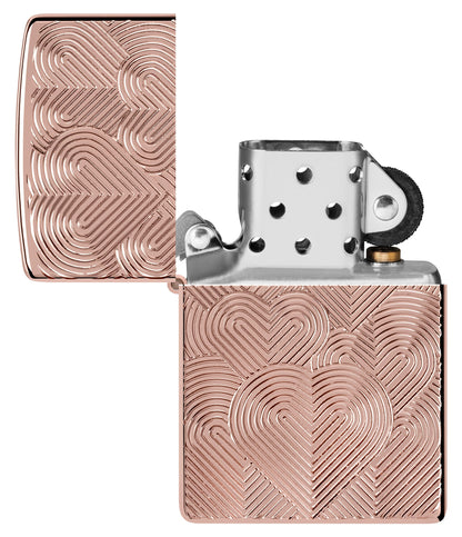 Zippo Hearts Armor High Polish Rose Gold Windproof Lighter