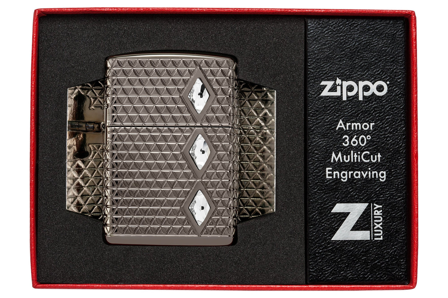 Zippo Diamond Pattern Design Armor® Black Ice® Windproof Lighter