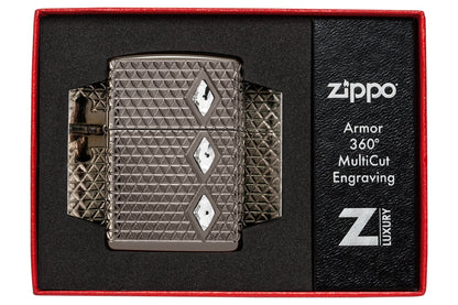 Zippo Diamond Pattern Design Armor® Black Ice® Windproof Lighter