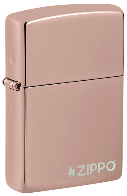 Zippo High Polish Rose Gold Logo Windproof Lighter