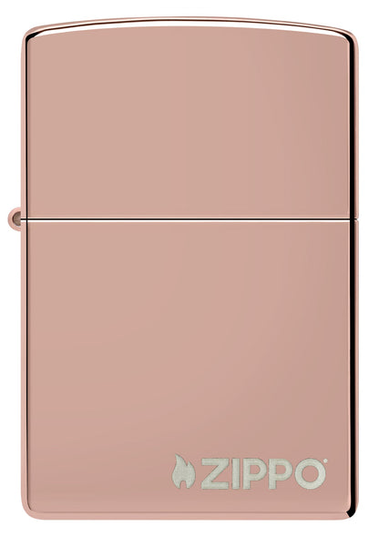 Zippo High Polish Rose Gold Logo Windproof Lighter