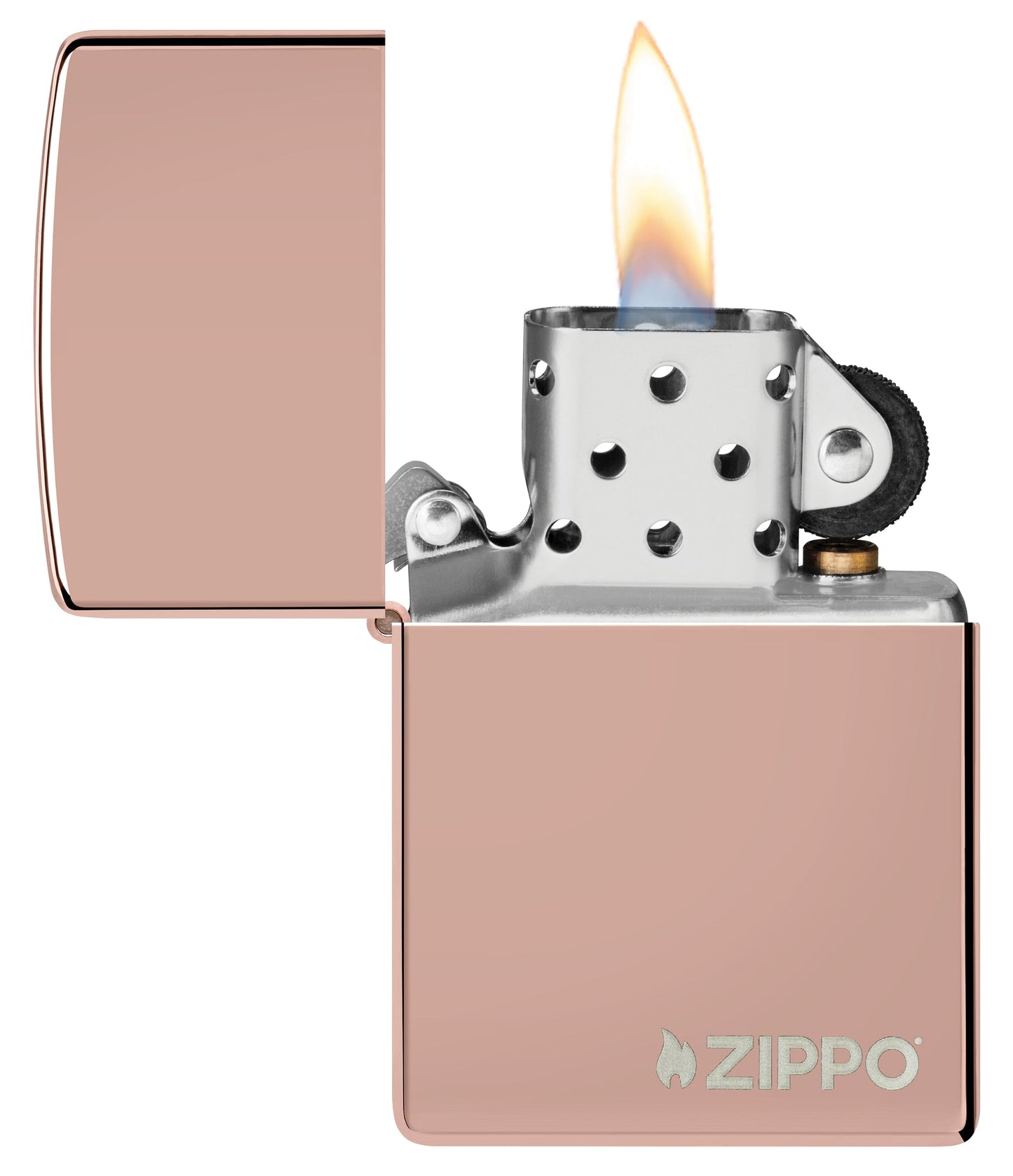 Zippo High Polish Rose Gold Logo Windproof Lighter