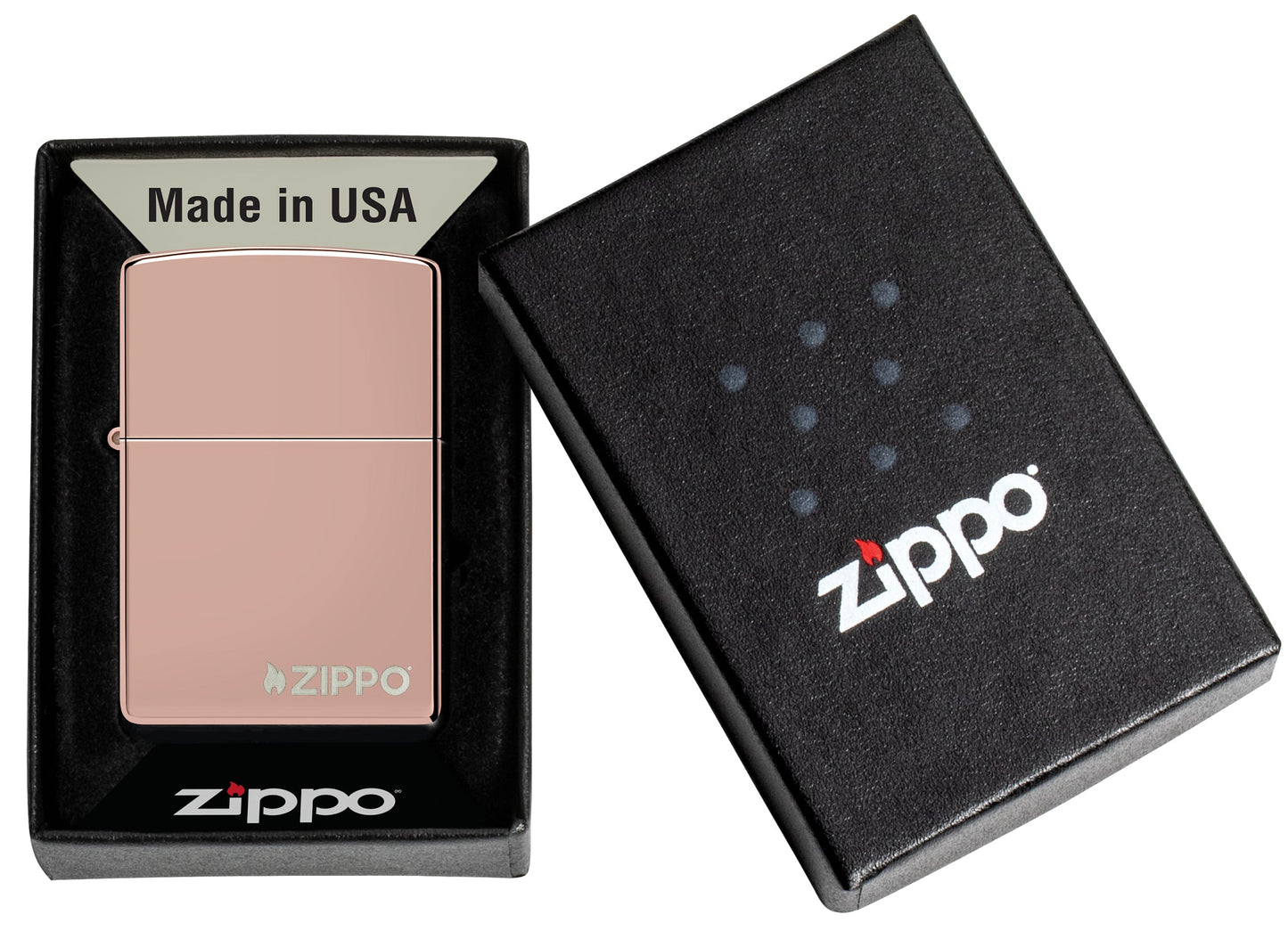 Zippo High Polish Rose Gold Logo Windproof Lighter