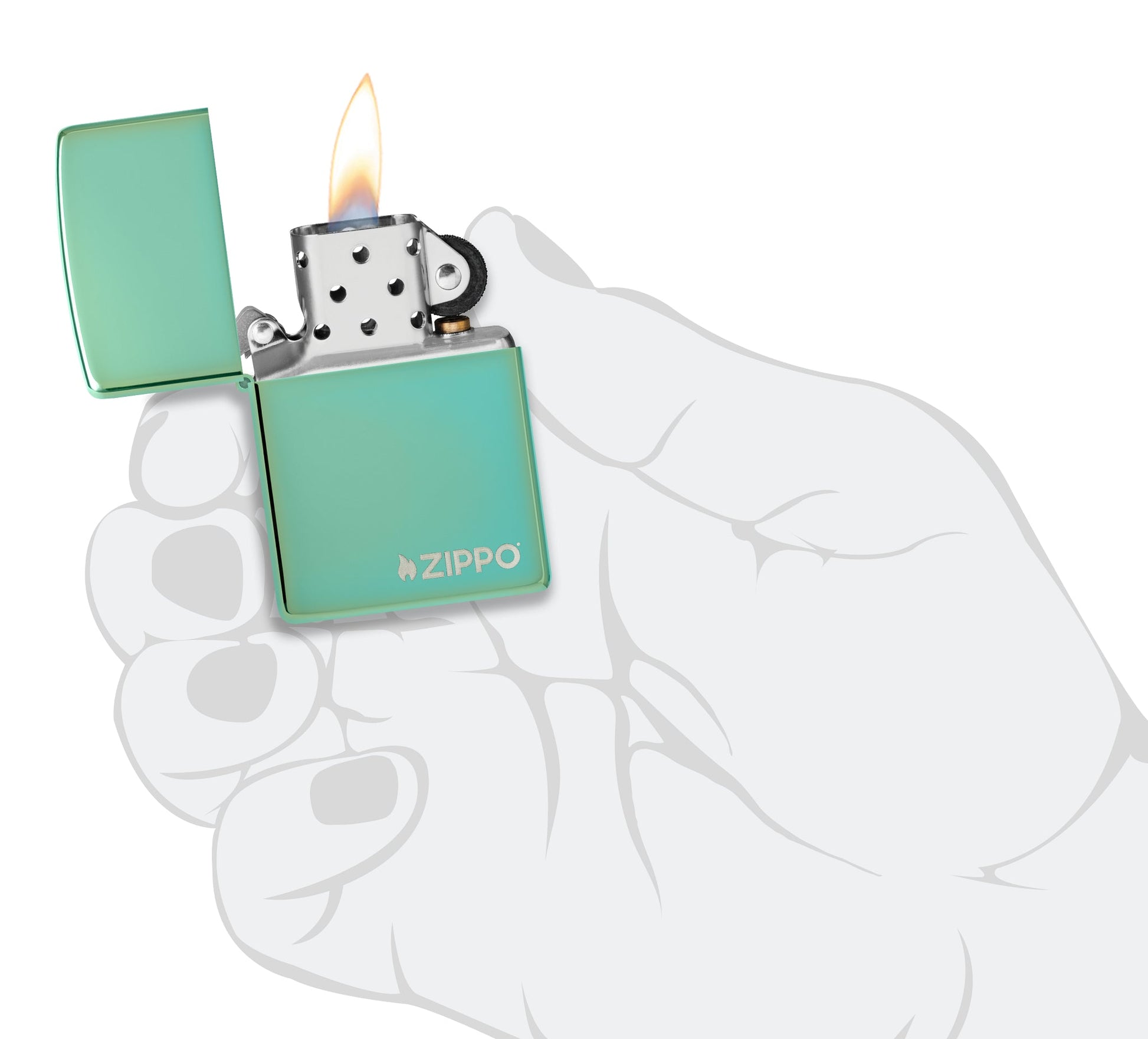 Zippo Classic High Polish Green Logo Windproof Lighter