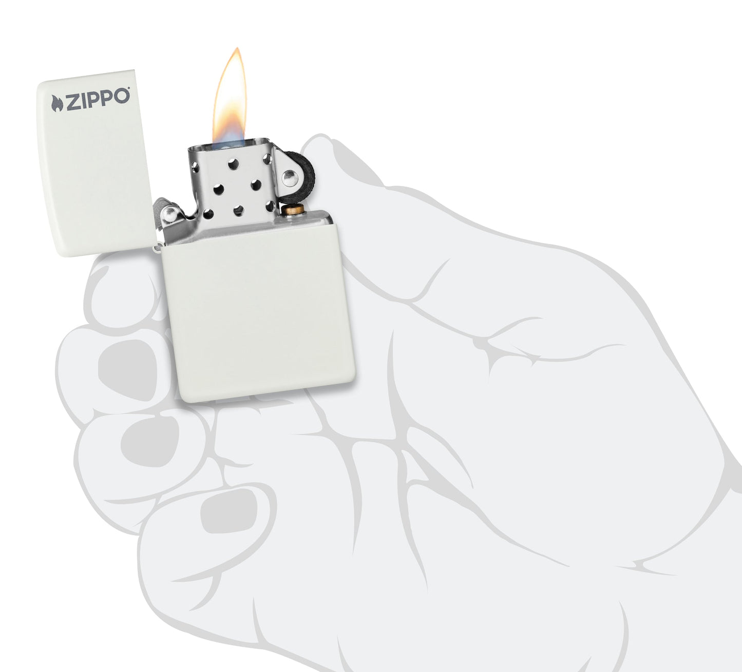 Zippo Classic White Matte Logo Windproof Lighter