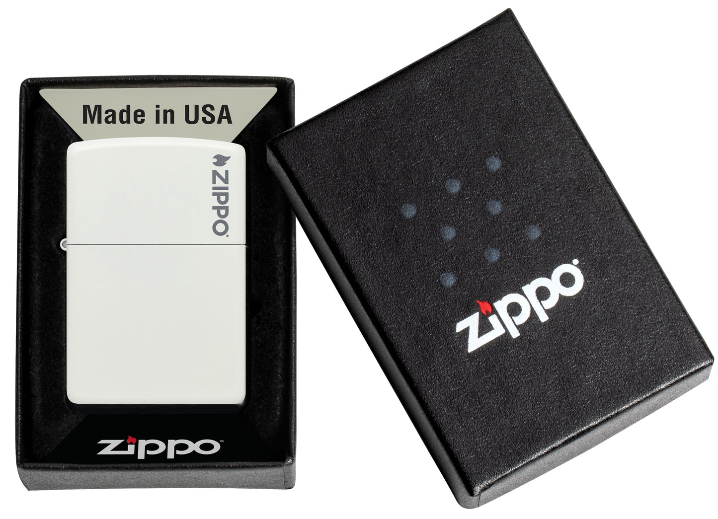Zippo Classic White Matte Logo Windproof Lighter