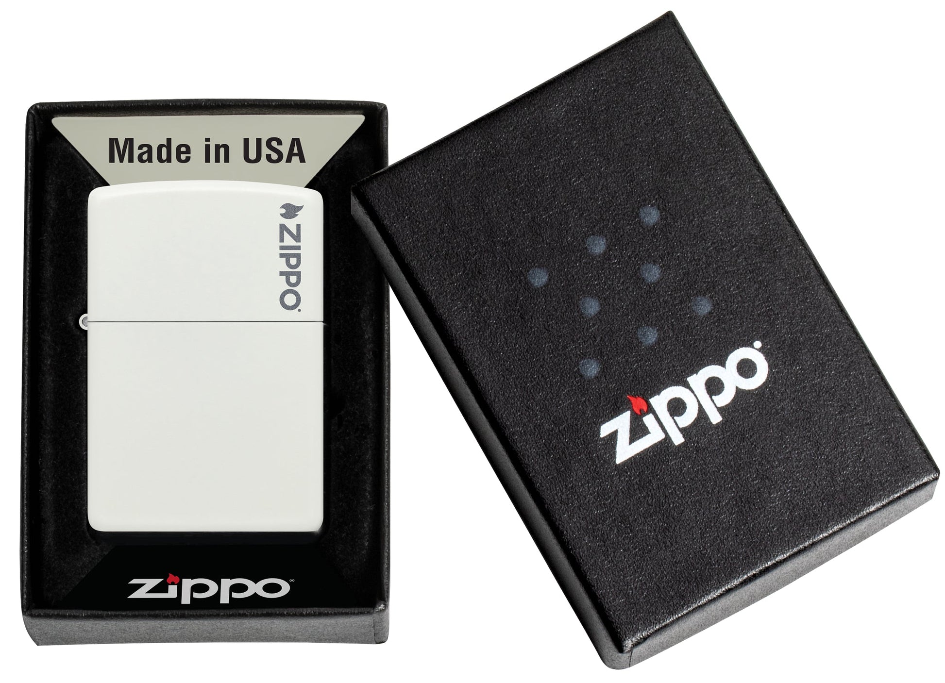 Zippo Classic White Matte Logo Windproof Lighter