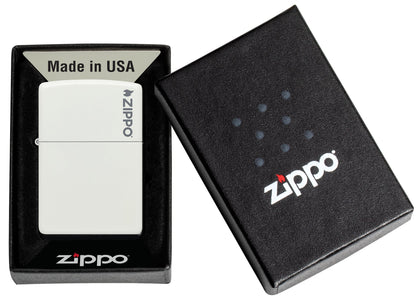 Zippo Classic White Matte Logo Windproof Lighter