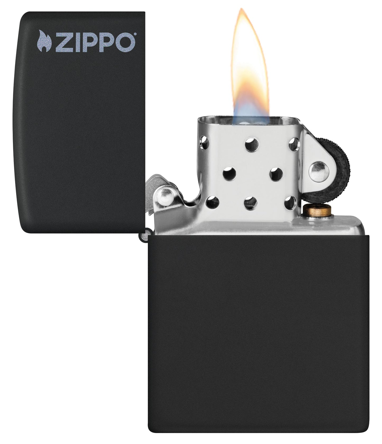 Zippo Classic Black Matte Logo Windproof Lighter