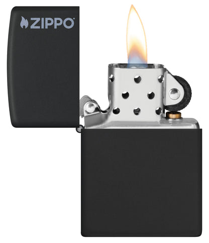 Zippo Classic Black Matte Logo Windproof Lighter