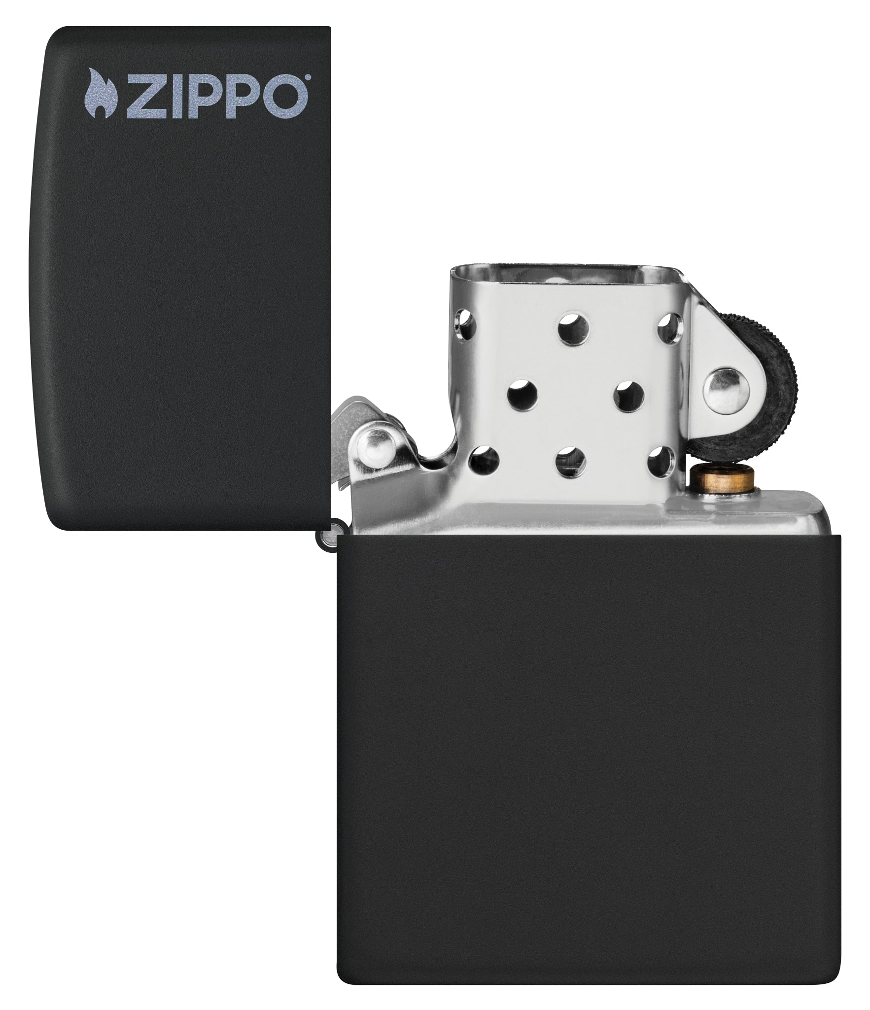Zippo Classic Black Matte Logo Windproof Lighter