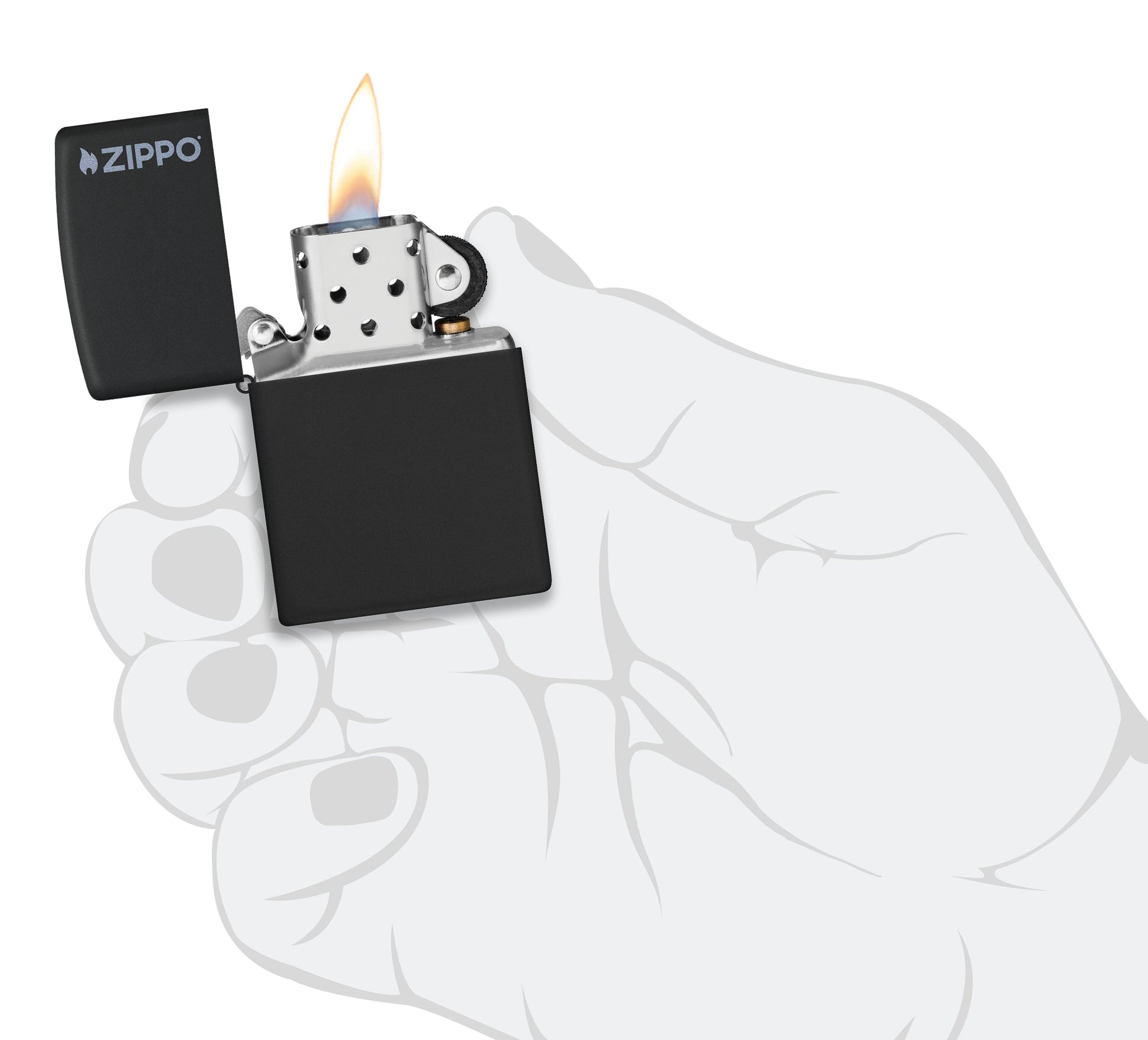 Zippo Classic Black Matte Logo Windproof Lighter