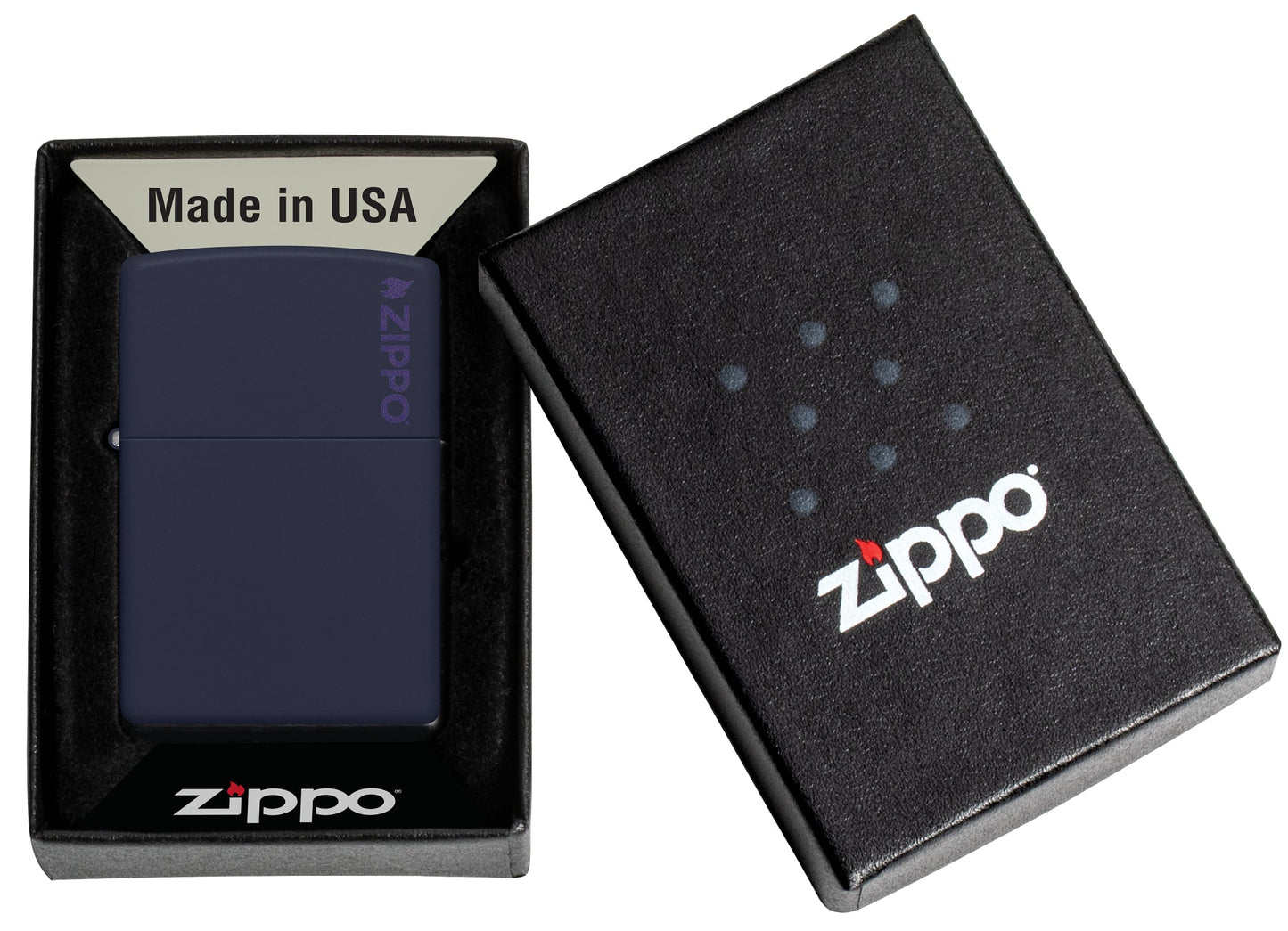 Zippo Classic Navy Matte Logo Windproof Lighter