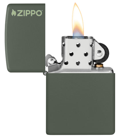 Zippo Classic Logo Green Matte Windproof Lighter