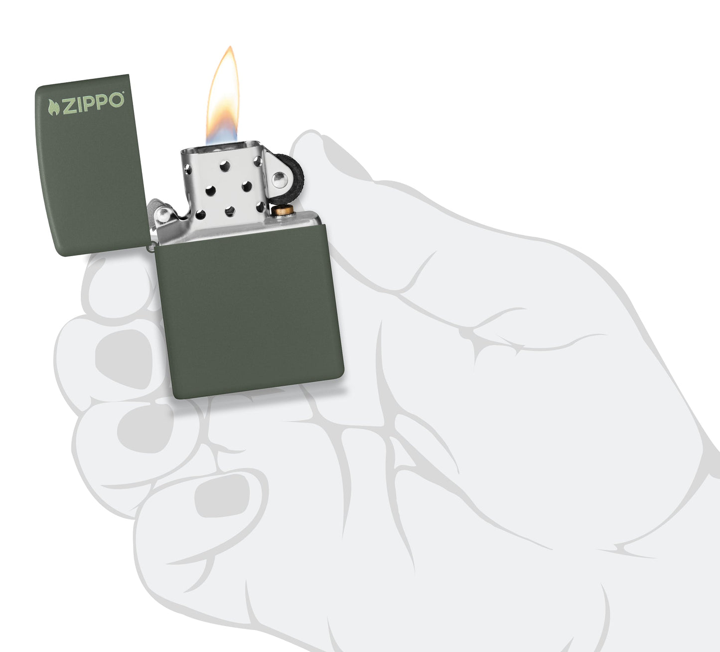 Zippo Classic Logo Green Matte Windproof Lighter