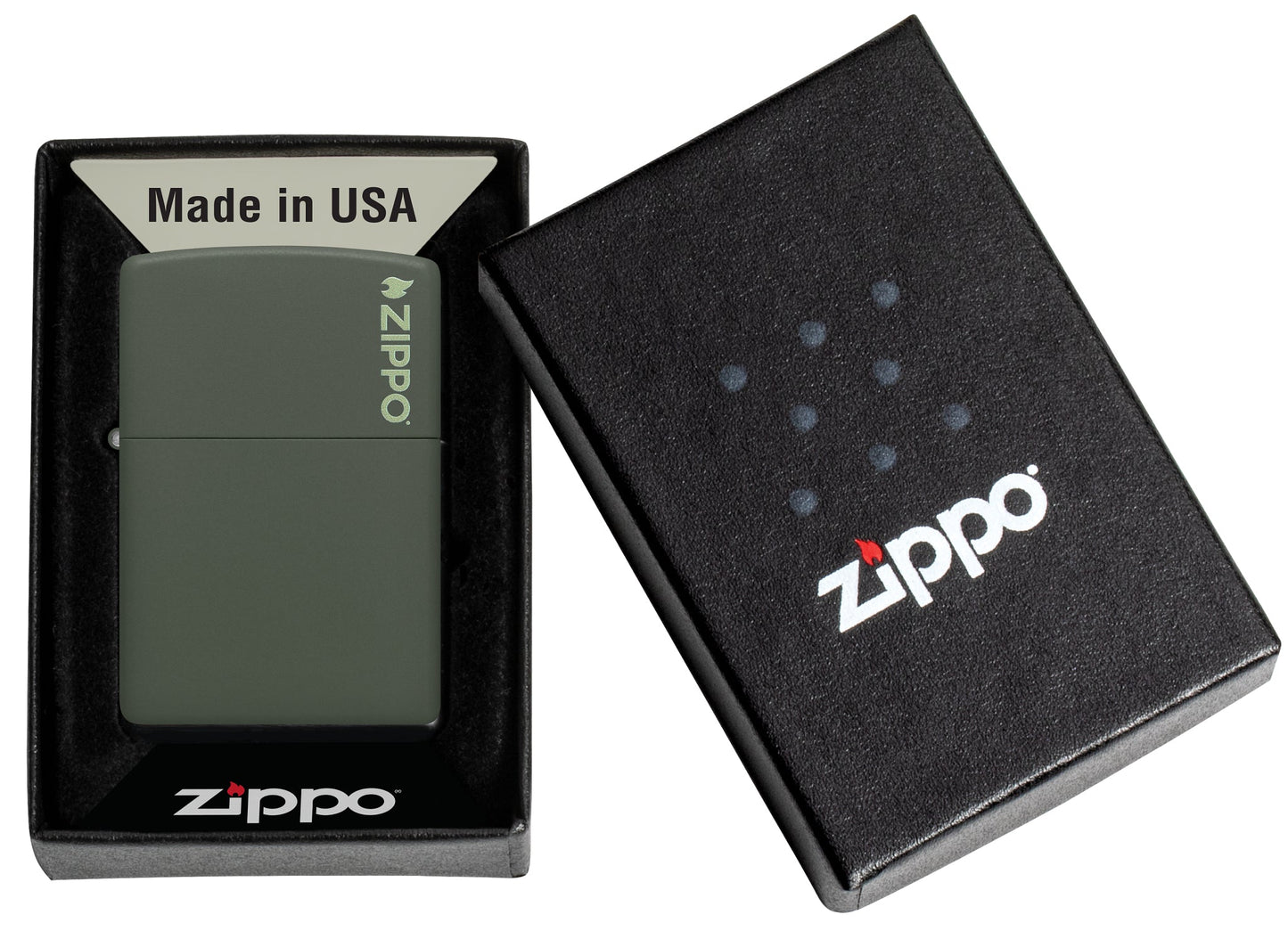 Zippo Classic Logo Green Matte Windproof Lighter
