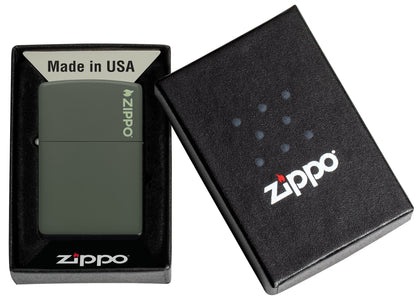 Zippo Classic Logo Green Matte Windproof Lighter