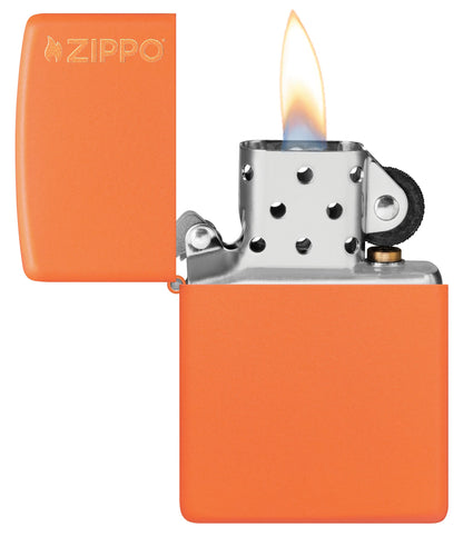 Zippo Classic Orange Matte Logo Windproof Lighter