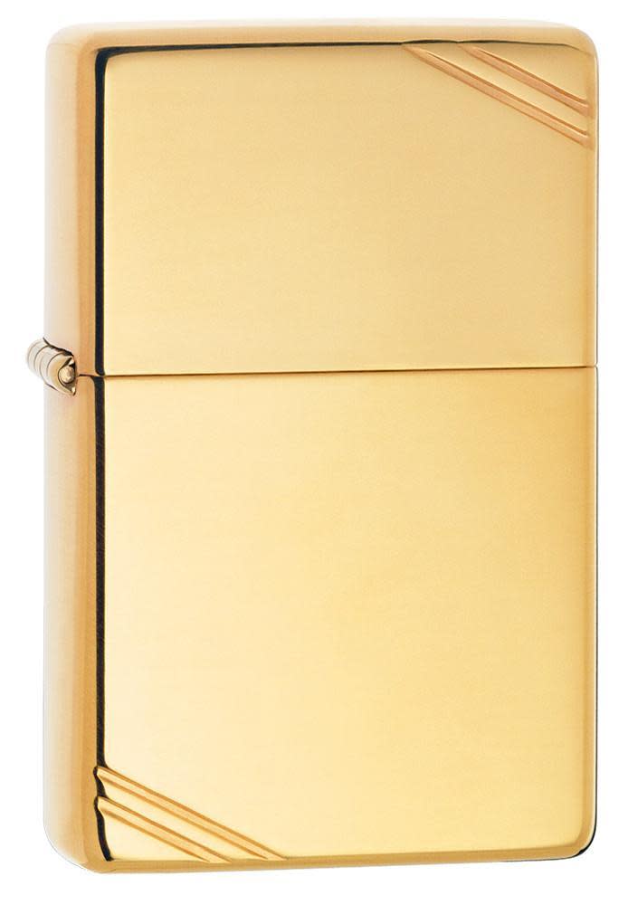 Zippo High Polish Brass Vintage w/ Slashes Windproof Lighter