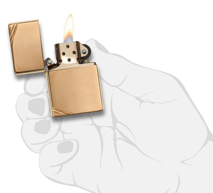 Zippo High Polish Brass Vintage w/ Slashes Windproof Lighter