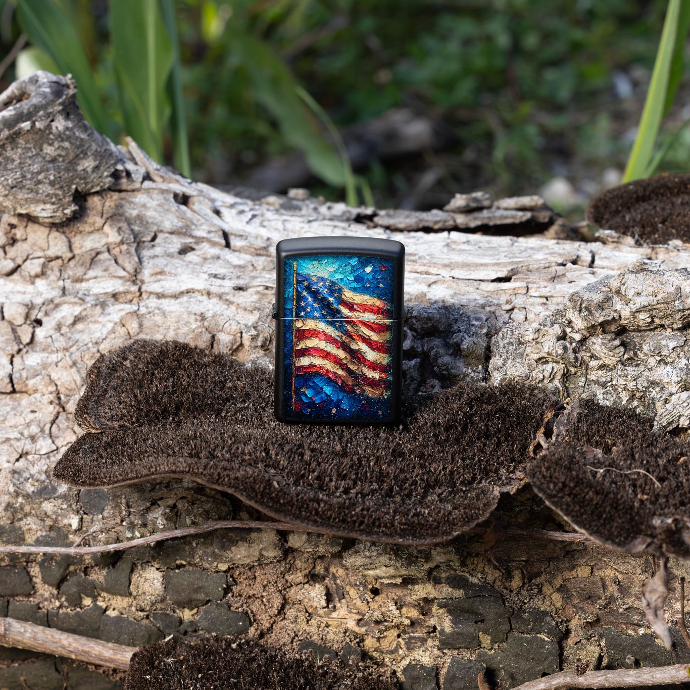 Zippo Painted Flag Design Black Matte Windproof Lighter
