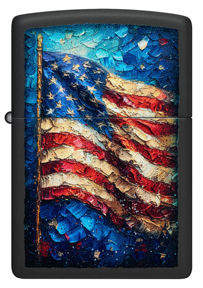 Zippo Painted Flag Design Black Matte Windproof Lighter