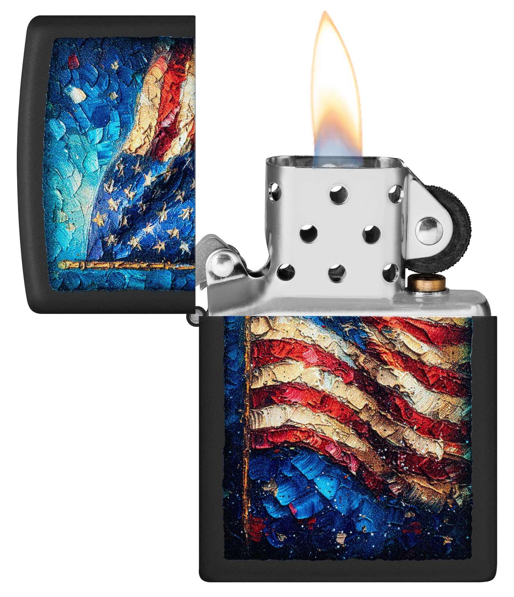 Zippo Painted Flag Design Black Matte Windproof Lighter