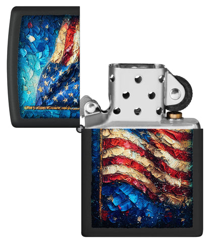 Zippo Painted Flag Design Black Matte Windproof Lighter
