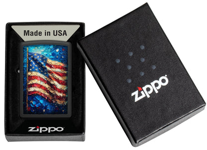 Zippo Painted Flag Design Black Matte Windproof Lighter
