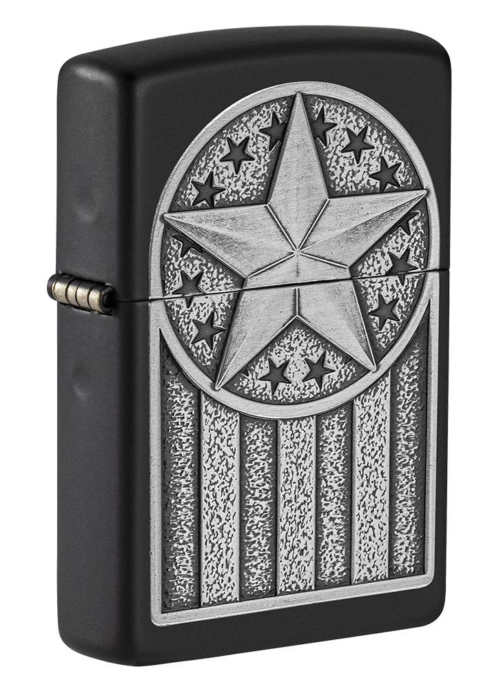 Zippo American Metal Emblem Black Matte Windproof Lighter