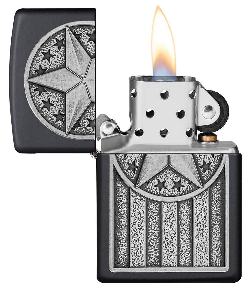 Zippo American Metal Emblem Black Matte Windproof Lighter