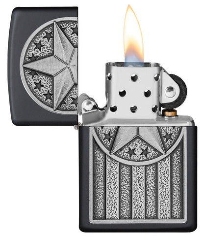 Zippo American Metal Emblem Black Matte Windproof Lighter