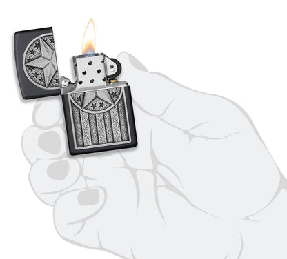 Zippo American Metal Emblem Black Matte Windproof Lighter