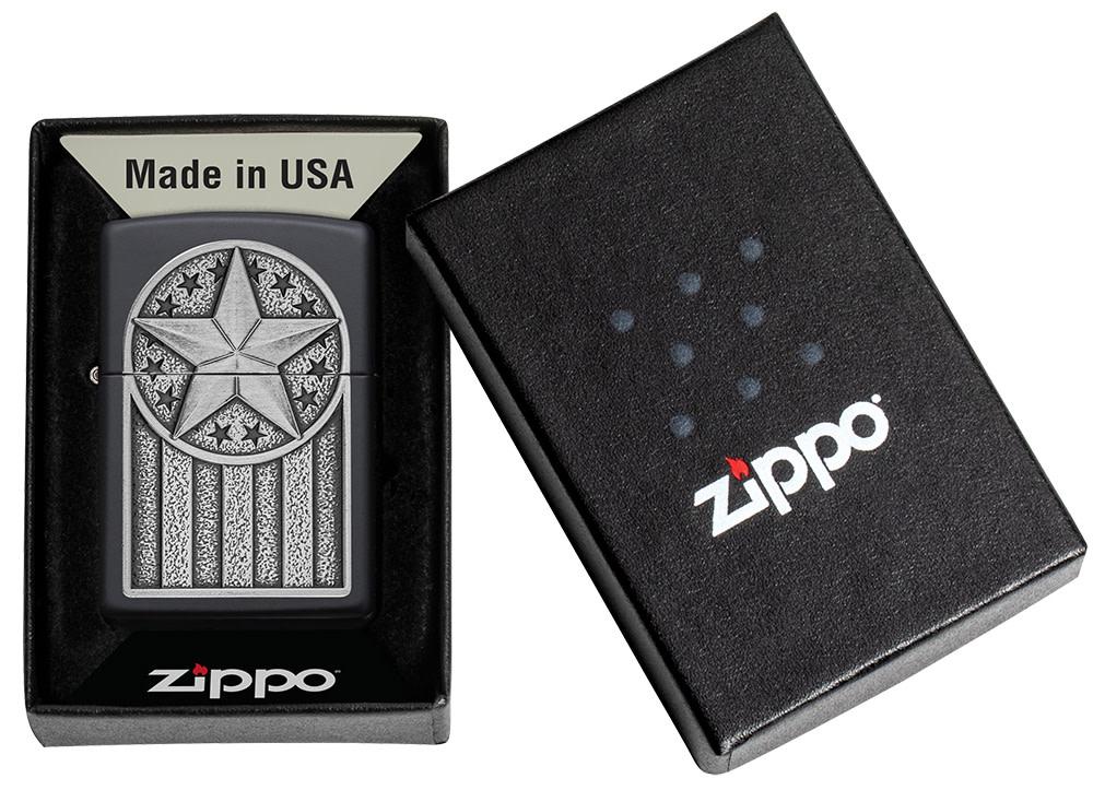 Zippo American Metal Emblem Black Matte Windproof Lighter