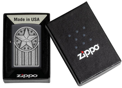 Zippo American Metal Emblem Black Matte Windproof Lighter