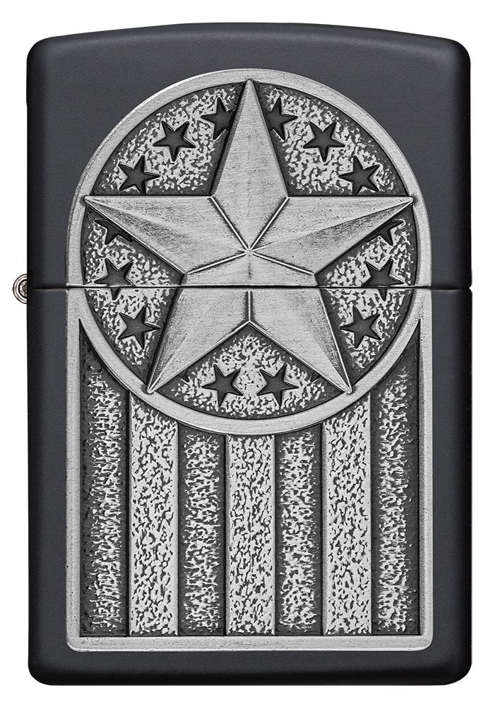 Zippo American Metal Emblem Black Matte Windproof Lighter