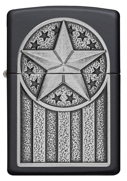 Zippo American Metal Emblem Black Matte Windproof Lighter