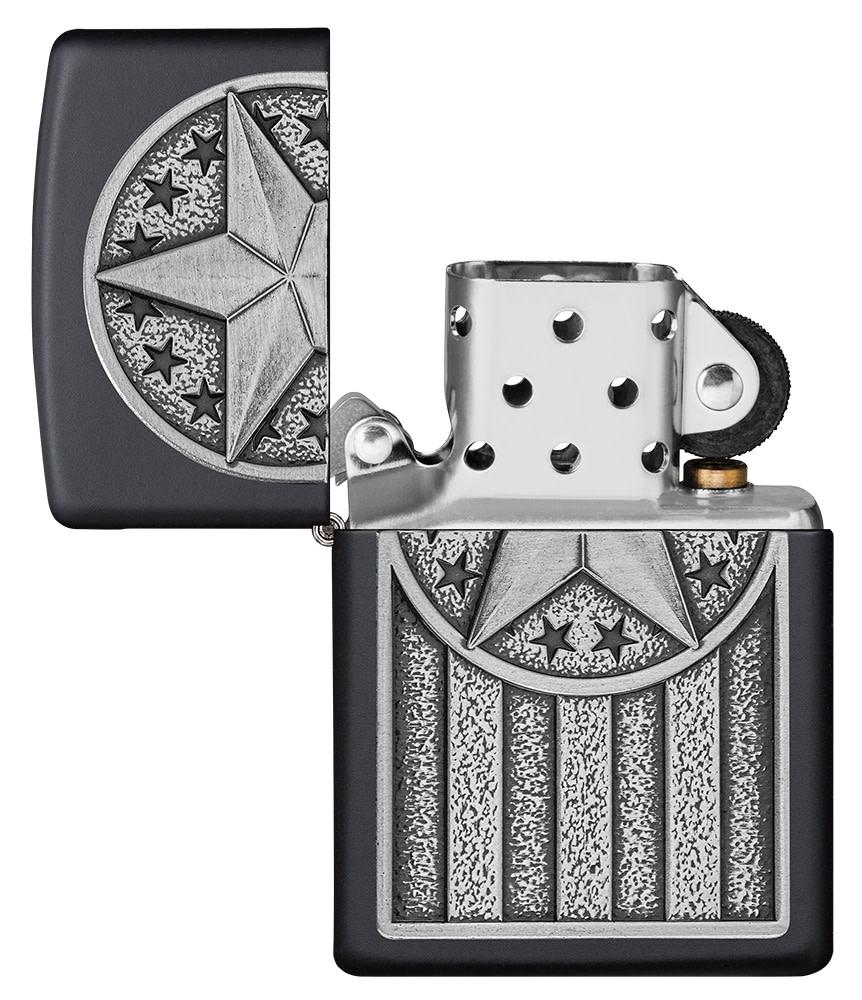 Zippo American Metal Emblem Black Matte Windproof Lighter